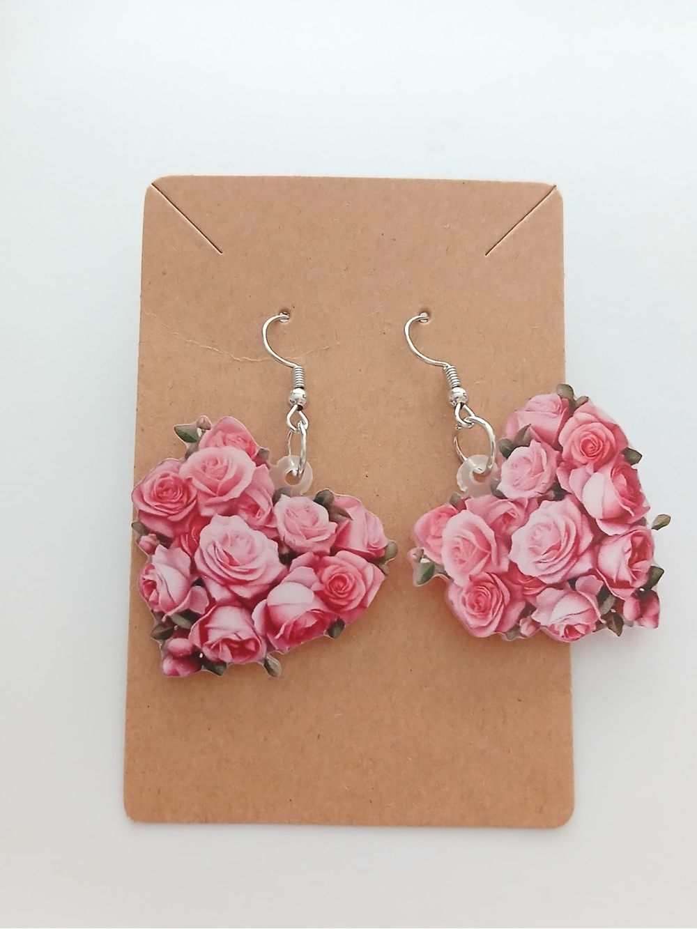 Fashion Jewelry Pink Rose Cluster Heart Earrings